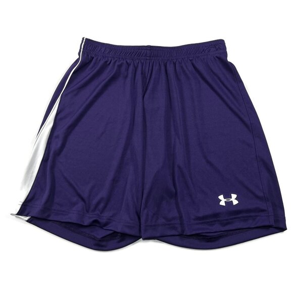 Under Armour Mens Soccer Shorts New Medium Purple Heatgear NWT - Picture 1 of 7